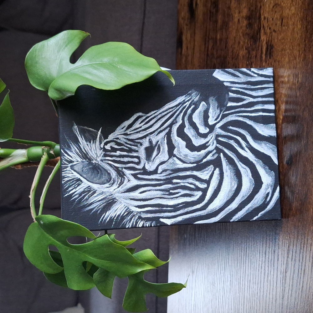 Zebra Acrylic Painting on 7x4 Canvas